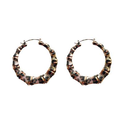 China TRENDY Bamboo Hoop Hoop Gold/Ribbon Luge Statement Earrings Big For Women Classic Hip Hop Leopard Earrings Jewelry for sale