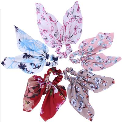 China 2022 custom floral headdress scrunchie printed eco-friendly fabric elasticity scrunchies for women for sale