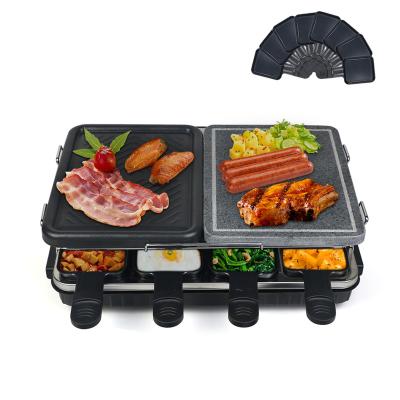 China Easy Cleaning Kitchen Cookware Temperature Control Raclette Electric Grill With Half Stone for sale