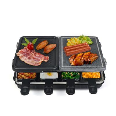 China Easy Cleaning Stainless Steel Electric Grill 6-8 Person Raclette With Marble Stone Grill Top for sale