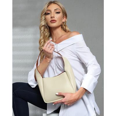 China Wholesale Fashion Genuine Leather Women's First Layer Cabbage Bucket Bag Cowhide Old-fashioned Niche Basket Bag Women's Bag Armpit Bag for sale