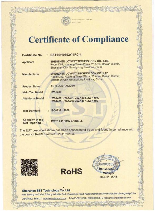 RoHS - Shenzhen Joyway Technology Co., Ltd.