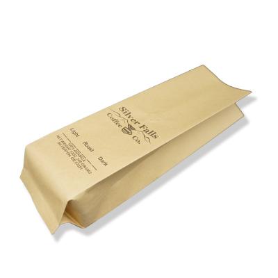 China Bio-degradable Custom kraft paper bag coffee bean powder Aluminum Foil Quad seal Coffee Bags With Valve for sale