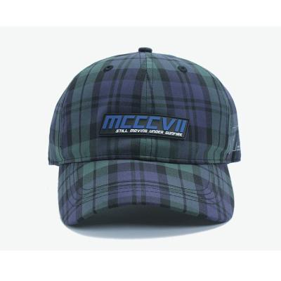 China New COMMON Baseball Cap Plaid Rubber Stamp Embroidered Hat Plaid Baseball Cap for sale