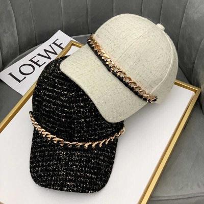 China Winter Fashion Ladies Baseball Cap Drop Hat 6-Panel Retro Chain Stylish Shiny Baseball Cap Women's Baseball Cap for sale