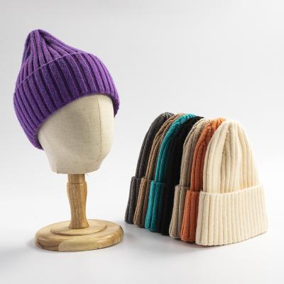 China JOINT Winter Hats Patch Fashion Hats Women Men Wadding Beanie Winter Wool Outdoor Warm Knitted Solid Hats for sale