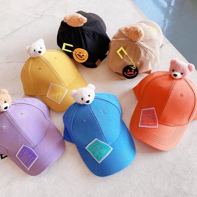 China COMMON Korean Style Children's Hat With Cute Simple Curly Bear 3D Smiling Face Kids Baseball Cap for sale