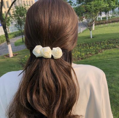 China 2021 New Design Elegant Rose Flower Hair Hairpin Hair Accessories Rings Color White Hair Clips for sale