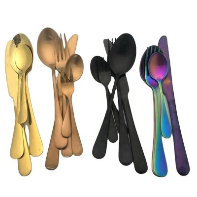 China Sustainable Stock 2Cr14 Gold Flatware Restaurant Hotel Stainless Steel Cutlery Set for sale