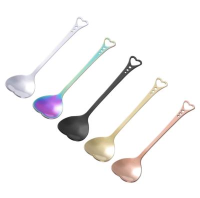 China 2021 New Amazon Stainless Steel Heart Shaped Heart Teaspoon Viable Dessert Cake Spoon for sale