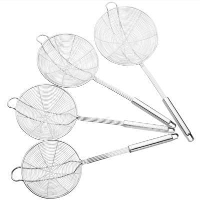 China Viable Cooking Tools Kitchen Utensils Colander Spoon Slotted Pocket For Mesh Strainer Frying Pasta 18/8 Stainless Steel Spider Skimmer for sale