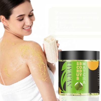 China Exfoliator Wholesale Private Label Natural Organic Green Tea Scrubs Whiten Face Exfoliator Matcha Sugar Body Care Scrub for sale