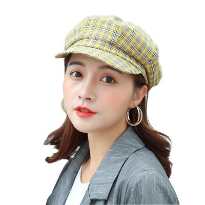 China Wholesale High Quality Picture Cotton Beret Fashion Checked Lady Winter Beret for sale