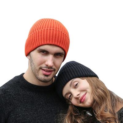 China Factory spot men's popular (thick) couples wool hat knitted warm cold cap Korean solid color can add logo for sale