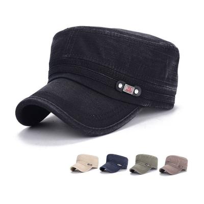 China 2021 Checked New Autumn Dad Hat Men's Sunbonnet Spring And Vintage Military Washed Flat Top Hat for sale