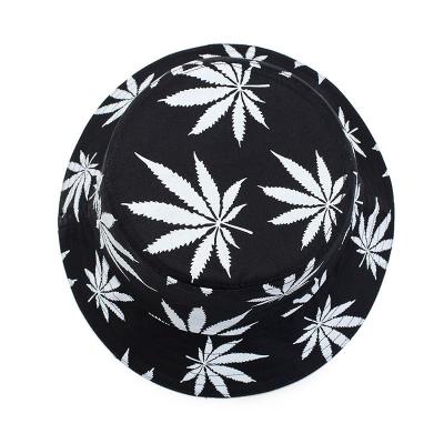 China 2021 High Quality Soft Smooth Feeling Basin Hat For Men And Women Maple Leaf Print Tie Dye Fisherman Hat Custom Bucket Hat for sale