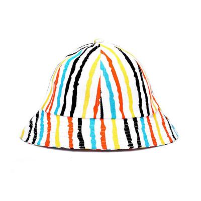 China Soft Smooth Feeling Spring And Autumn Bucket Hats Color Stripe Sunshade Fisherman Hat Men And Women Couples Travel Hat for sale