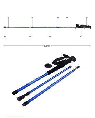 China 2021 Lightweight Telescopic Pole 4 Section Trekking Pole 4 Section Shockproof Alpenstock PVC Walking Stick Antiskid for sale