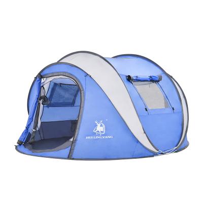 China Diagonal Tether Type 3-4 Person Outdoor Dome Waterproof Pop Up Instant Automatic Family Camping Tents for sale