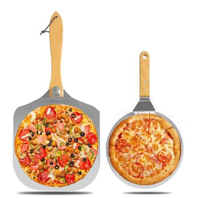 China Viable Set Of 2 Metal Pizza Aluminum Peel With Outer Pizza Oven Accessories Pizza Peel Wooden Handle Set for sale