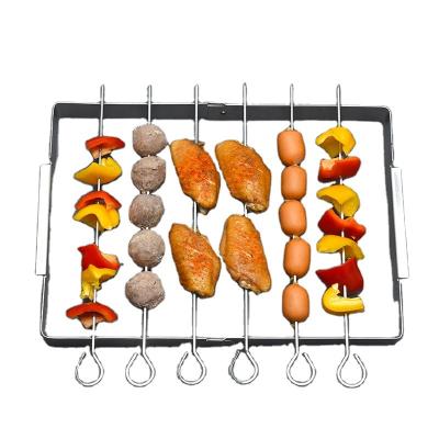 China Amazon Easily Cleaned Hot Selling Goods and Reusable Stainless Steel BBQ Skewer Kebab Set Foldable Grill Rack Set for sale