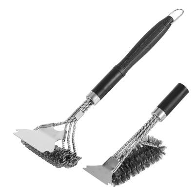 China Easily Cleaned Barbecue Cleaning Accessories Stainless Steel Wire BBQ Cleaning Brush and Scraper Bristles with Replaceable Brush Heads for sale