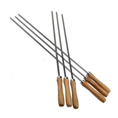 China Set of 6 Easily Cleaned with Bag 16.5 Inch Long BBQ Grilling Skewer with Wooden Handle for Chicken Shrimp Charcoal BBQ Skewers Set for sale