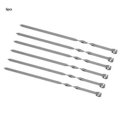 China Amazon Hot Sale 6PCS Easily Cleaned Flat Metal Skewers GRILL Long Reusable BBQ Spits Sticks For Meat Shrimp Chicken Vegetable for sale