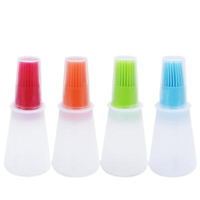 China Easily Cleaned Grill BBQ Silicone Brush Head Sweep Oil Bottle 4PCS Silicone Oil Bottle With Brush for sale