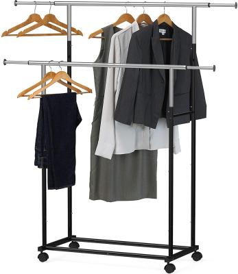 China Standard Double Rod Garment Rack, Expandable Single Houseware Black for sale