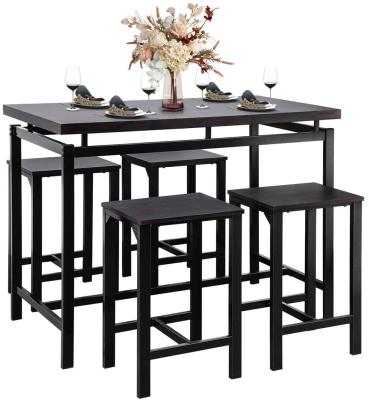 China 5 pcs dining table set 5 pcs dining table set, counter height dining table set for 4, wooden bar height dining table and the black bar stools for sale