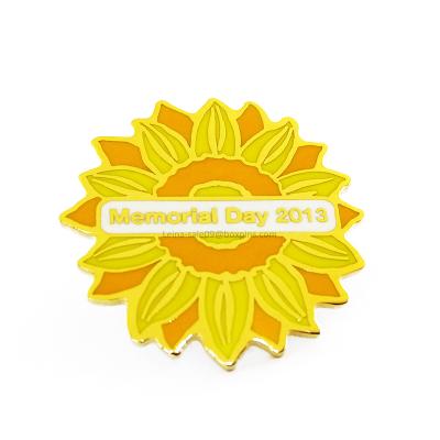 China Global Sunflower Blossom Hard Enamel Imitation Pins Custom Brooches for sale