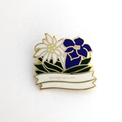 China Global Imitation Hard Enamel Flower Metal Brooch Badges With Pin for sale