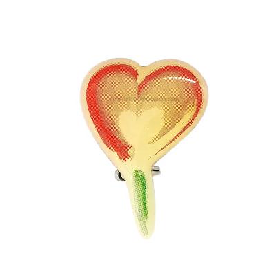 China Global Cardiovascular Disease Care Printed Heart Lapel Pins Badge for sale