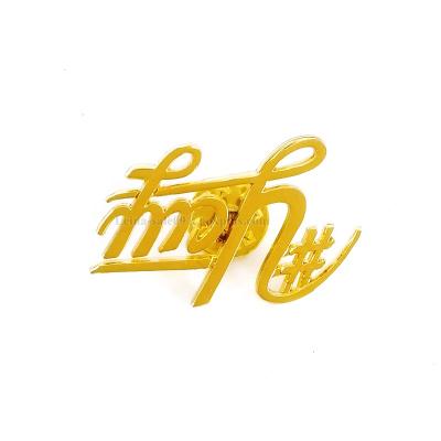 China Global Custom High Quality Gold Plated Cutout Letter Alphabet Lapel Pin Badge Brooch for sale