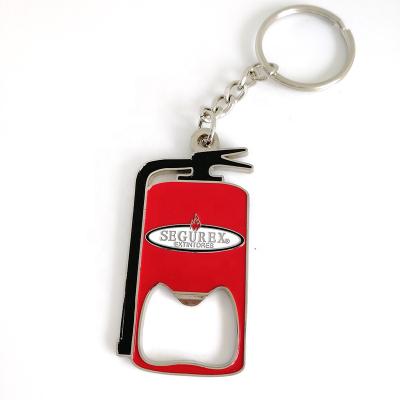 China Creative Promotion Gift Fire Extinguisher Shape Metal Bottle Opener Keychains Custom for sale