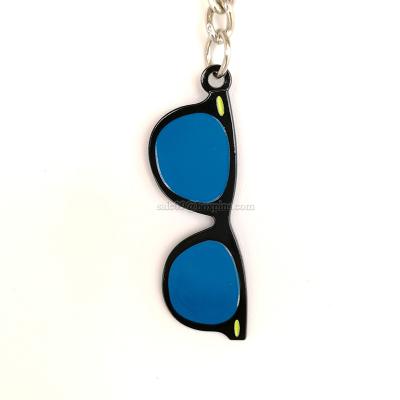 China Iron Material Sunglasses Promotional Stamping Custom Metal Keychains for sale