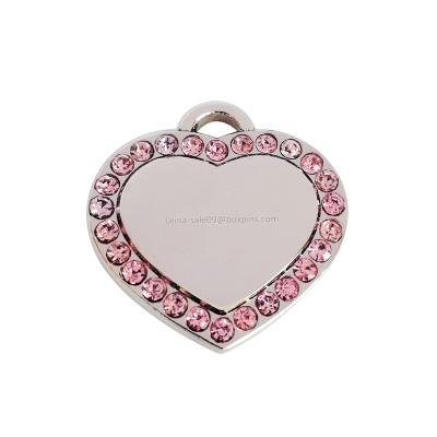 China Lights Lace Crystal Personalized Heart Blank Pet Cat ID Tags Dog Tags for sale