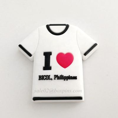 China Shape Eco-friendly T-shirt Soft Shape PVC Custom Color I Love Theme Fridge Magnets for sale