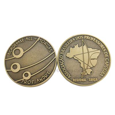 China Worldwide Custom 2 Face Old Swiss Antique Gold 40mm Logo Challenge Coins for sale