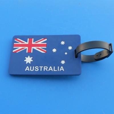 China Personalized 2D Australian Flag Luggage Tags Rubber PVC Soft Luggage Tag Eco-friendly Design for sale