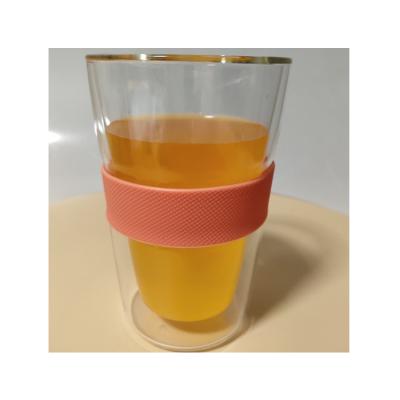 China Factory Wholesale Price Sustainable Exquisite Cute Double Glass Mug Cup With Silicone Lid for sale