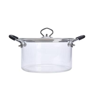 China Sustainable Kitchen Cookware Large Capacity High Quality Clear Heat Resistant Restaurant Cooking Pot for sale