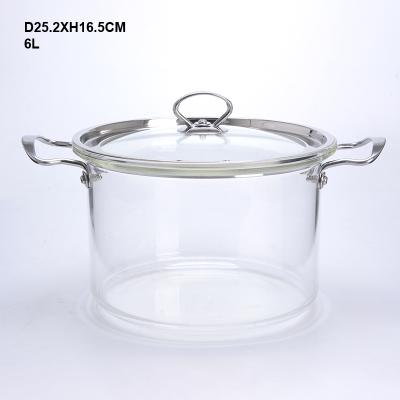 China JH High Sustainable Heat Resistant Wholesale Household Clear Borosilicate Glass Cooking Pot for sale