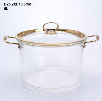 China Sustainable High Borosilicate Glass Cooking Pot Transparent Clear Double-ear Cooking Pot Pyrex Glass Cooking Pot for sale