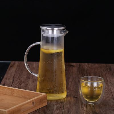 China Sustainable High Quality Heat Resistant Cold Borosilicate Glass Water Pitcher With Lid And Spout for sale