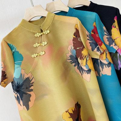 China AceElisa Pakaian Floral Comic Collar Fabric Anti-Static Loose Short Sleeve Printed Sweet Prom Designs Latest Causal Dress For Lady for sale