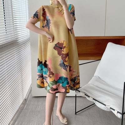 China OEM Elbise Business Anti-Static Short Sleeve Floral Prom Long Maxi Dress Stand-Up Collar Loose AceElisa Plus Size Cocktail Causal Dresses for sale