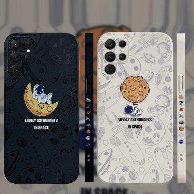 China Space NASA Shockproof Cute Astronaut Lying On The Moon Printing Soft Silicone Phone Cases For Samsung Galaxy S22 Plus S21 S20 Ultra for sale