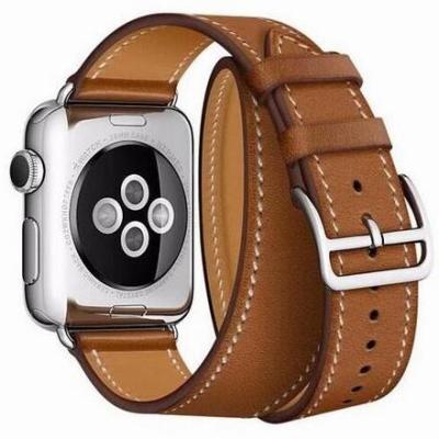 China Extra Long Leather Double Tour Buckle Strap For iwatch For Apple Watch Band 38mm 42mm 40mm 44mm Series6 5 4 2 3 1 for sale